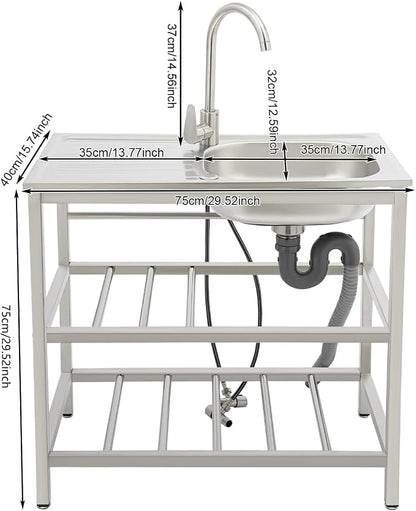 30" Stainless Steel Sink Kitchen Utility Sink - Image 3