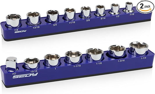 2-Piece 1/2"-Drive SAE Magnetic Socket Organizer Set by SEDY