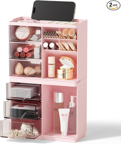 Small Makeup Organizer with Drawers, Stackable Bathroom Couneter Organizer with by Unknown