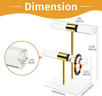 Acrylic Bracelet Holder, Necklace Holder Display Stand, 2 Tier T-Bar Jewelry - Image 3