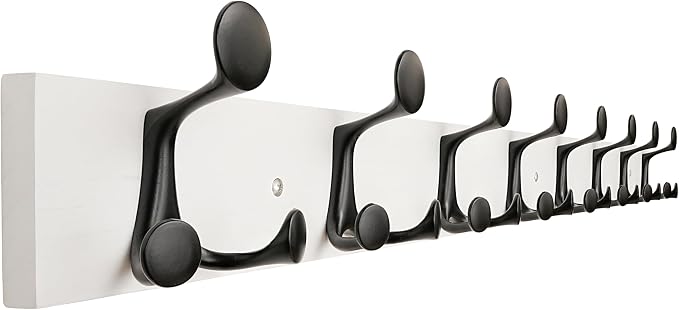 SKOLOO 43-Inch White Wood Coat Rack Wall Mount by SKOLOO