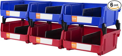 VEVOR Plastic Stackable Storage Bins 6 Pack, Hanging Storage Organizer Bins by VEVOR