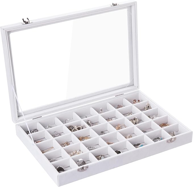 Frebeauty Velvet Jewelry Tray, 35 Grid Jewelry Organizer by Frebeauty