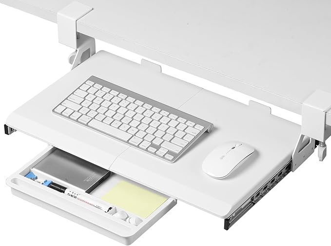 ETHU Keyboard Tray Under Desk, 19.7" X 12.2" Small Size C Clamp Keyboard Drawer by ETHU