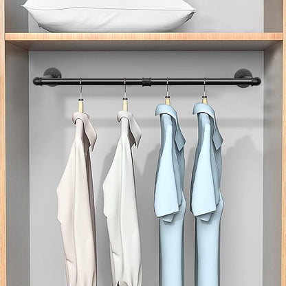 Industrial Iron Pipe Clothes Hanging Bar DIY Wall-Mounted Garment Rack Heavy - Image 8