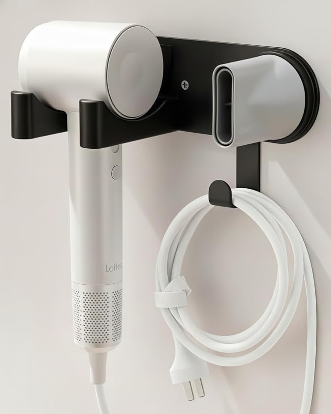 Hair Dryer Holder Wall Mounted, Hair Dryer Organizer Self Adhesive Compatible by Chochoyah