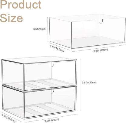 Clear Stackable Storage Drawers, 2 Pack Acrylic Makeup Organizers - Image 3