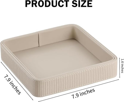 PU Leather Valet Tray Organizer, Small Nightstand Organizer Bedside Desktop - Image 7