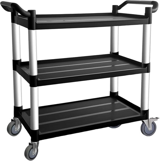 3 Tier Rolling Cart with Hair-Proof Wheels, Plastic Utility Service Cart by Befeshine