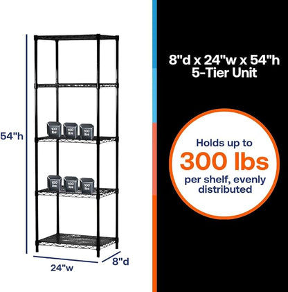 Shelving Inc. 8" d x 24" w x 54" h Black Wire Shelving - Image 2