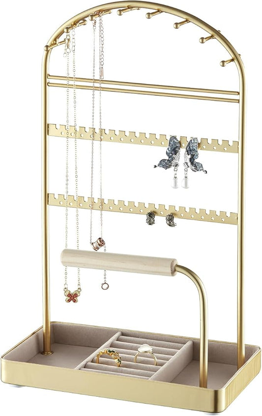 Multi-Functional Jewelry Holder Organizer Necklace Display Stand Velvet Lined by Saydear