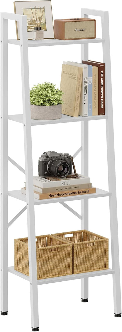 Hoctieon 4-Tier Industrial Ladder Bookshelf, Narrow Ladder Shelf, Tall Standing by Hoctieon