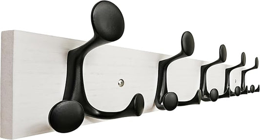 SKOLOO 24-Inch White Wood Coat Rack Wall Mount by SKOLOO