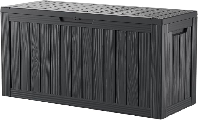 80 Gallon Resin Deck Box, Waterproof Outdoor Storage Box by Unknown