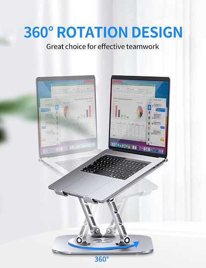 Adjustable Computer Stand with 360 Rotating Base, Ergonimic Foldable Laptop - Image 2