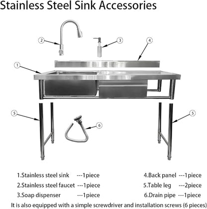 304 Stainless Steel Utility Sink - Image 2