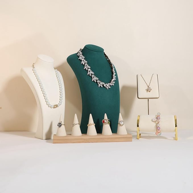 GemeShou Green necklace hanger jewelry organizer, Velvet jewelry stand necklace - Image 3