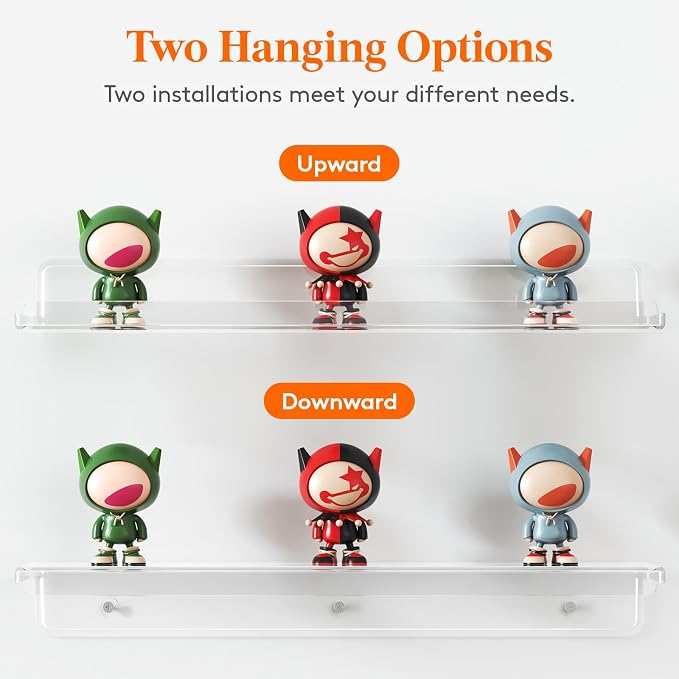 Lifewit Floating Shelves for Wall, 4 Pack 15" Clear Acrylic Shelf Room Decor - Image 6