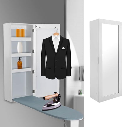 Wall Mounted Ironing Board Cabinet, Built-in Foldable Ironing Board & Folding - Image 4
