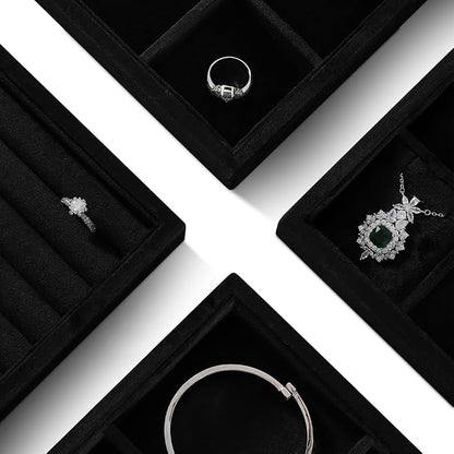 Velvet Stackable Jewelry Display Tray, 24 Grid Earring Ring Storage Tray - Image 6
