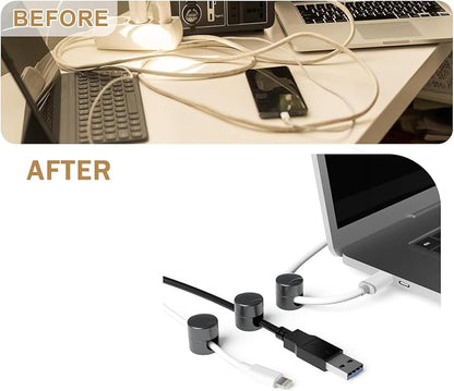 6 Sets Charger Cord Holder, Glossy Black Metal Adhesive Cable Management Clips - Image 4