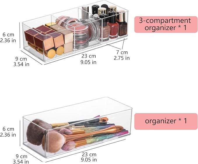 Acrylic Organizer 2 pieces Makeup Organizer Countertop - Image 2