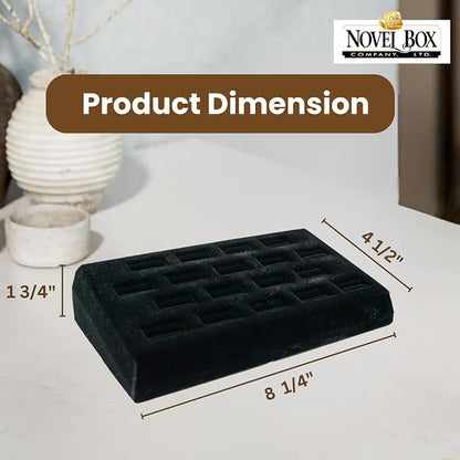 Novel Box 18-Slot Black Velvet Rings/Earrings/Cufflinks Holder Tray - Image 2