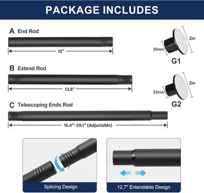 No Drilling Closet Rod, 27.5-74 Inches Hanging Closet Rod - Image 6