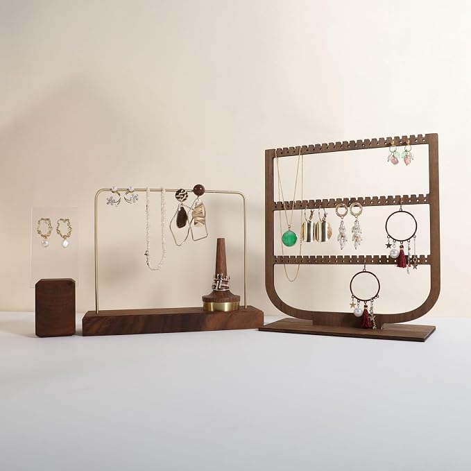 GemeShou wooden hanging jewelry organizer, walnut jewelry display holder - Image 7
