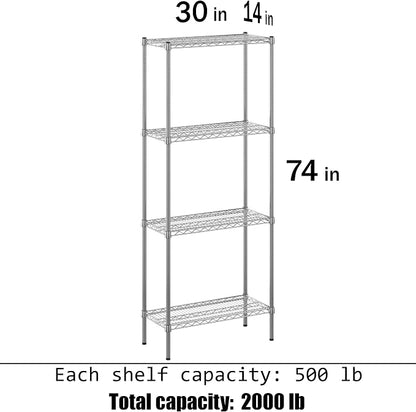 14" Deep x 30" Wide x 74" Height Wire Shelving Kit | 4-Tier | NSF Commercial - Image 3