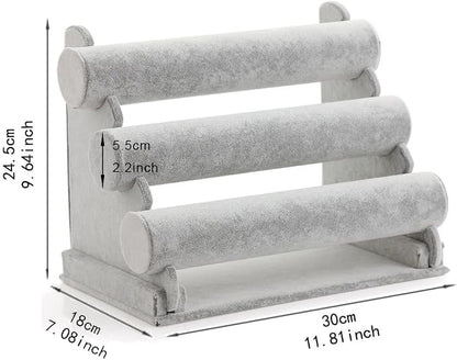 Wudygirl Triple Bracelet Holder Velvet Jewelry Display Stand Watch Bangle Bar - Image 6