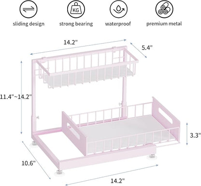 2 Pack Under Sink Organizer Storage 2-Tier Premium Metal Pull-Out Racks - Image 6