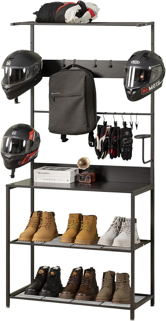 Motorcycle & Sports Helmet Rack & Gear Organizer – Fits 7 Helmets, Boots & by STANDORAStyleandSupport