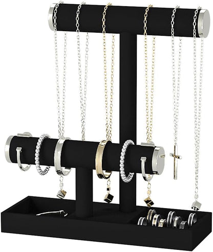 Bracelet and Necklace Holder, Velvet Jewelry Necklace Display Organizer Stand by Ausalivan