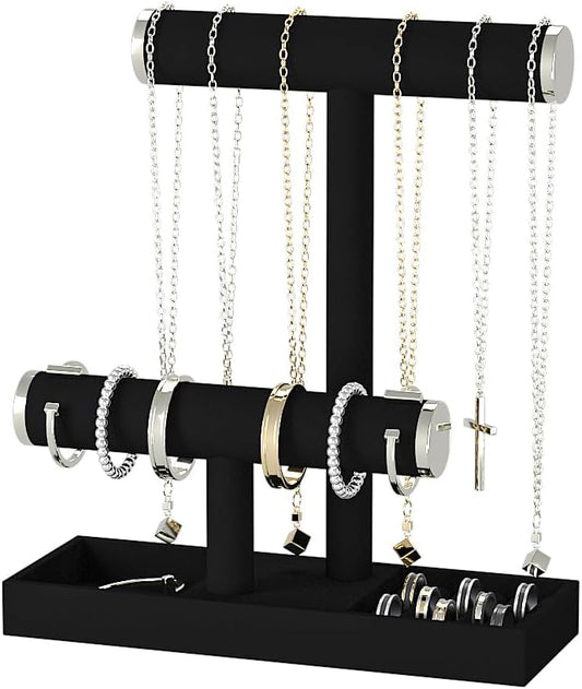 Bracelet and Necklace Holder, Velvet Jewelry Necklace Display Organizer Stand by Ausalivan