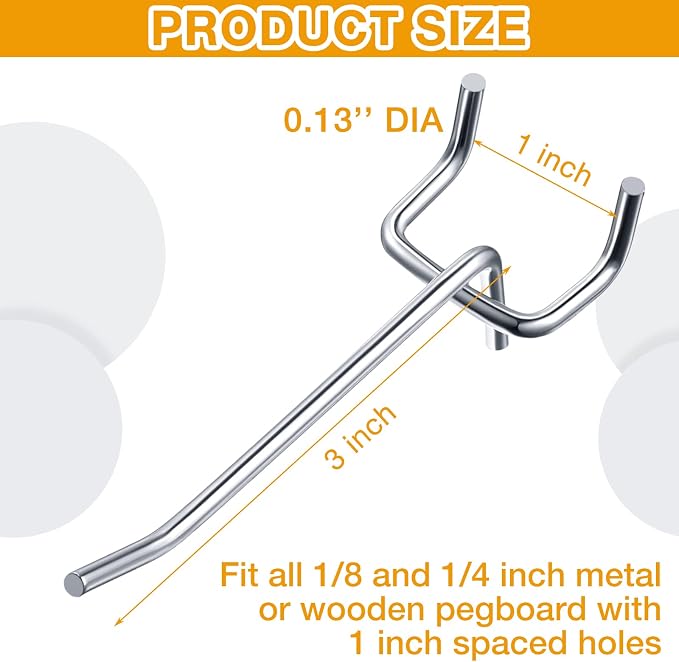 Funrous 100 Pack Peg Board Hooks Stainless Steel Pegboard Hooks Shelving - Image 2
