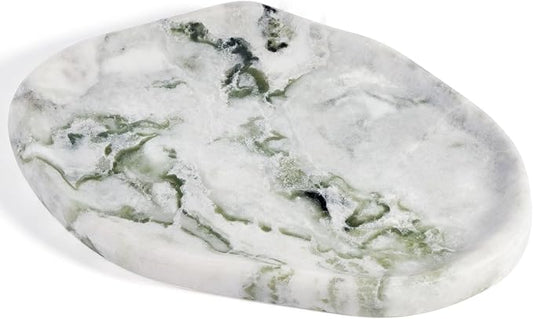 Koville Luxury Natural Green Marble Vanity Tray, Cloud Shape Serving Stone Key by Koville