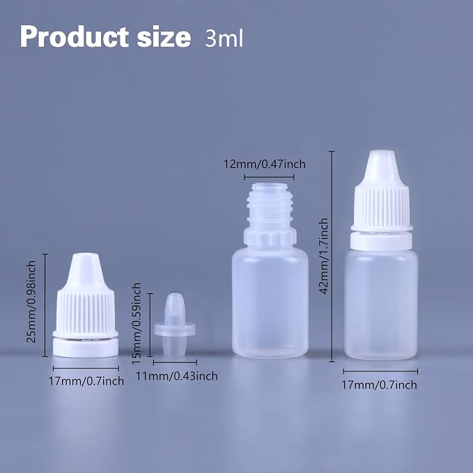 12PCS 3ML White Plastic Empty Squeezable Dropper Bottles Portable Eye Liquid - Image 2