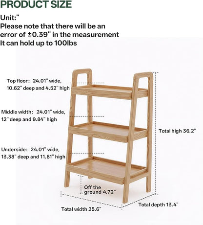 100% Solid Oak 3 Tier Ladder Shelf - Image 2