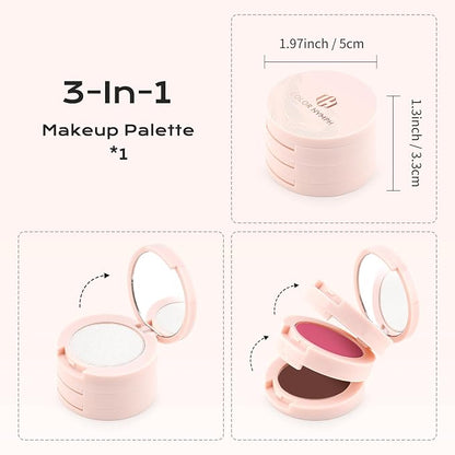 Color Nymph 3-IN-1 Face Palette, Ultra-Smoothy Creamy Blush Highlighter Bronzer - Image 2