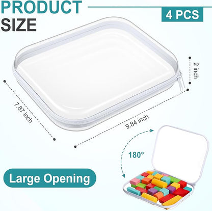 Hoolerry 4 Pcs Hard Clear Zipper Case Makeup Bags Plastic Pencil Pouch - Image 2