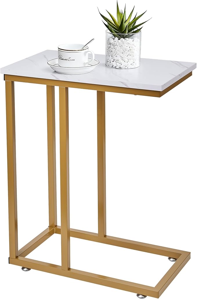 VECELO C Shaped End Side Table for Sofa Couch and Bed Snack TV Tray for Living by VECELO