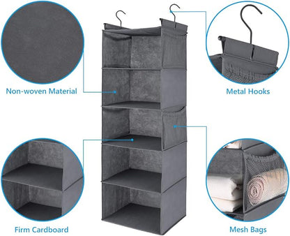 MAX Houser 5 Shelf Hanging Closet Organizer, Space Saver, Cloth Hanging Shelves - Image 4