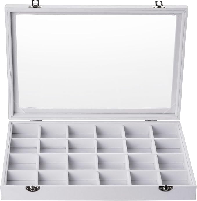 Frebeauty Velvet Jewelry Tray, 24 Grid Jewelry Organizer - Image 2