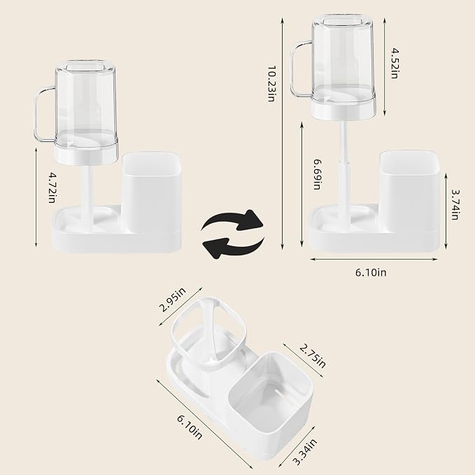 Toothbrush Holder with Cup/Cover Contains 2 Slots, Bathroom Counter Organizer - Image 4