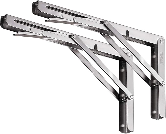 YUMORE Folding Shelf Bracket 18", Heavy Duty Stainless Steel Collapsible by YUMORE