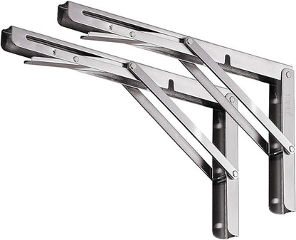 YUMORE Folding Shelf Brackets 10", Max Load: 330lb Heavy Duty Stainless Steel by YUMORE