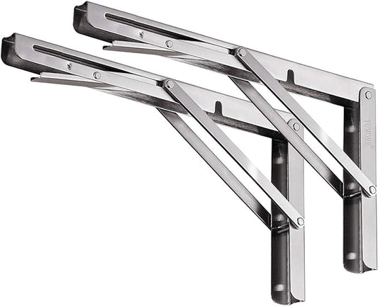 YUMORE Folding Shelf Bracket 14", Heavy Duty Stainless Steel Collapsible by YUMORE