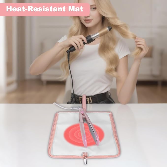 SITHON Hot Iron Holder & Mat, Heat Resistant Hair Tools Travel Bag Portable Hot - Image 2