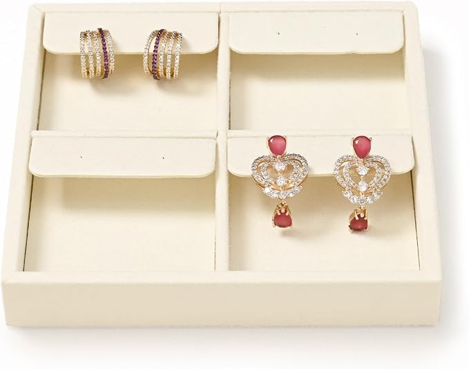 Oirlv Microfiber 4 Slots Jewelry Earring Display Tray Earring Display Organizer by Oirlv